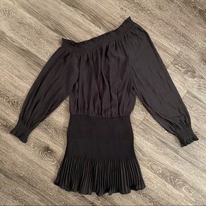 Ramy Brook SHINY LILLIE OFF-THE-SHOULDER MINI DRESS